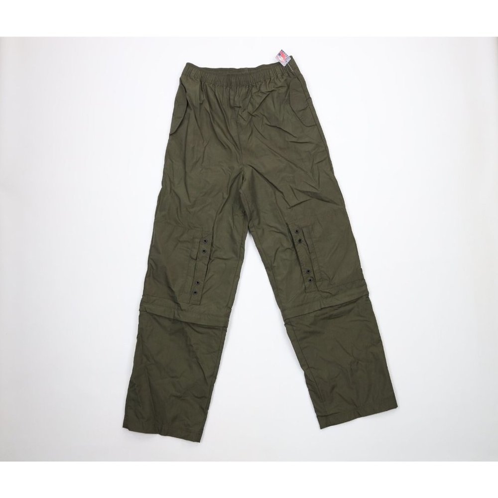 NOS Vtg 90s Streetwear Mens S Spell Out Convertible Pants Capris Shorts Green